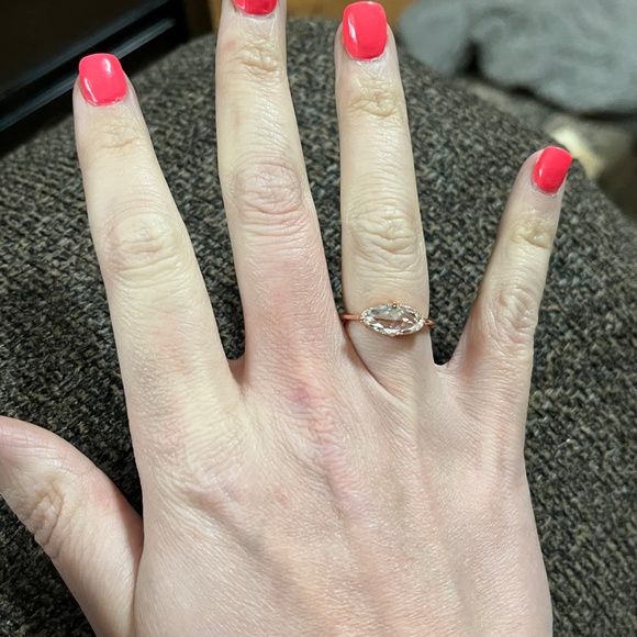 Rose Gold Plated Rose Cut Moissanite ring size 6 east to west style - Picture 5 of 16